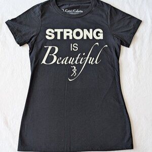 NEW SLIM FIT BLACK STRONG IS BEAUTIFUL T SHIRT GIRL JUNIORS TEEN EMPOWERMENT GYM
